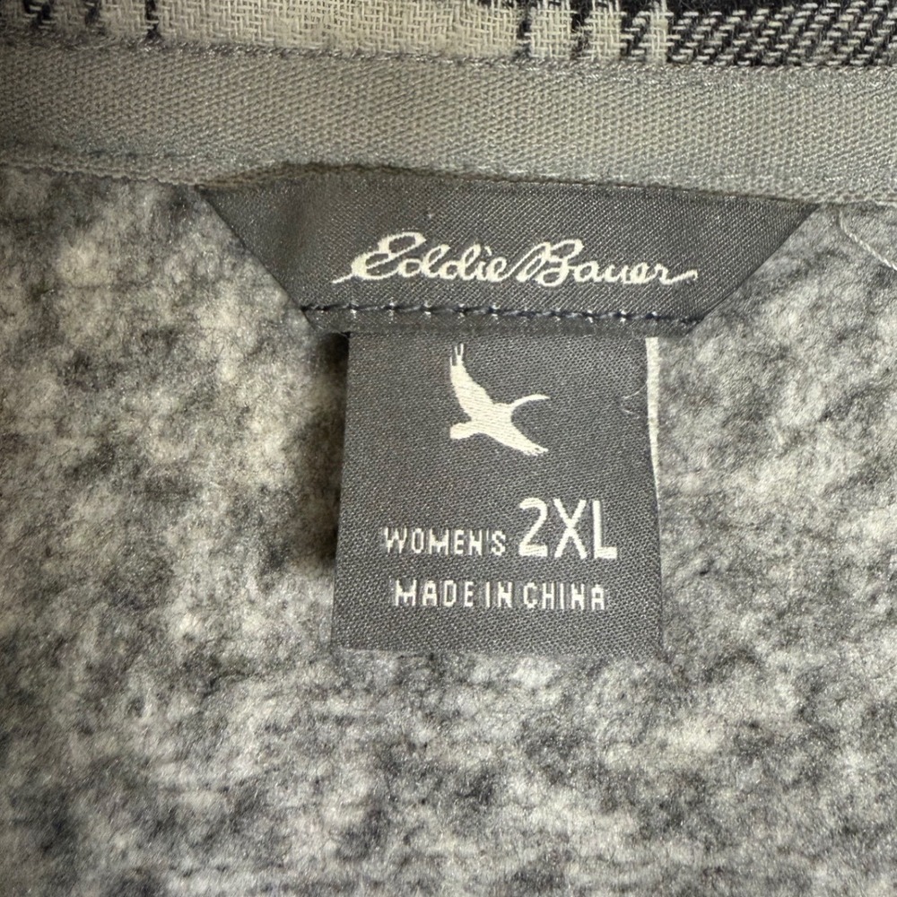 Eddie Bauer Sweater Fleece Jacket Women 2XL Grey Excellent Full Zip Mock Neck - Picture 4 of 16